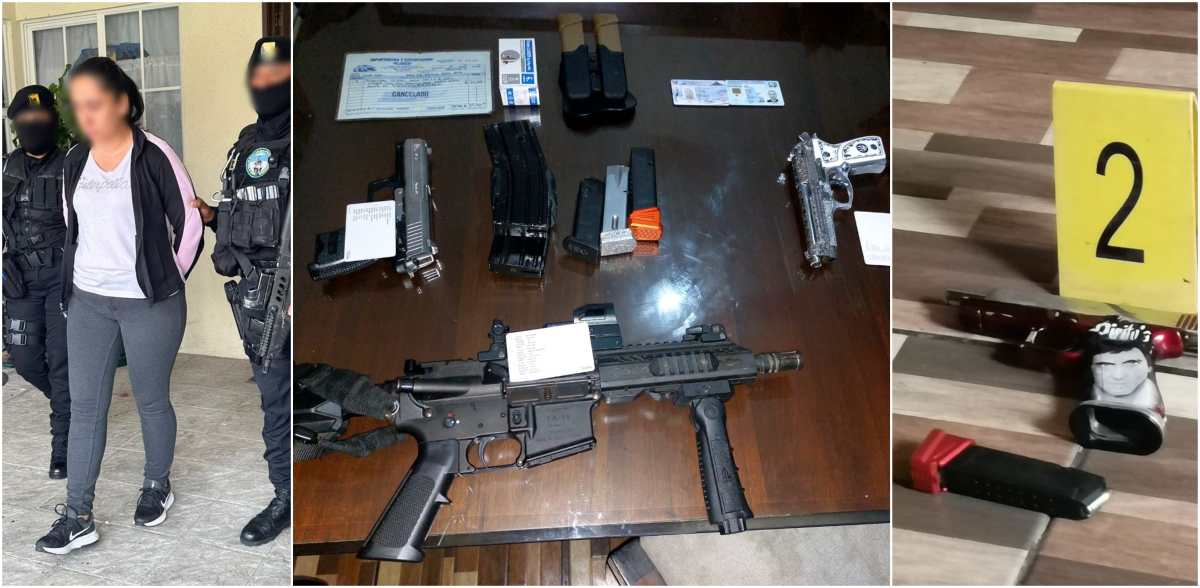 Dos hombres y dos mujeres fueron arrestados por las fuerzas de seguridad en Guastatoya, El Progreso, sindicados de formar parte de una célula que trasiega drogas y armas. (Foto Prensa Libre: SGAIA-PNC)