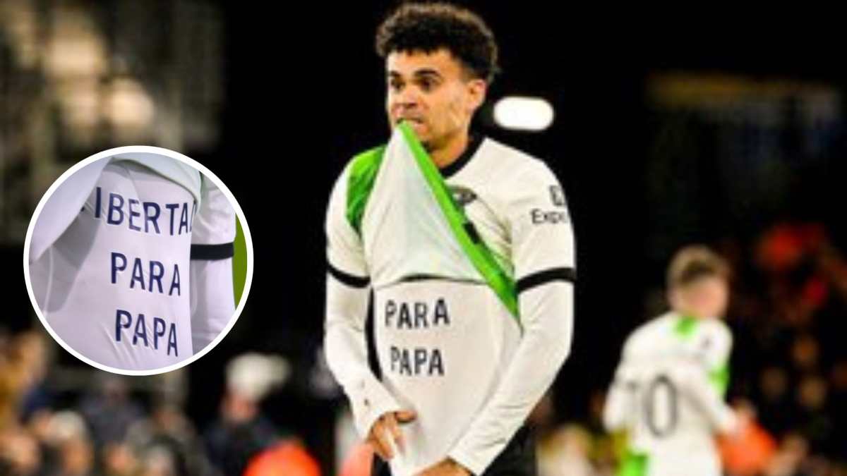 El jugador colombiano, Luis Díaz, dedica su anotación a su padre quien se encuentra secuestrado por un grupo guerrillero en su país. (Foto Prensa Libre: Captura de Pantalla)