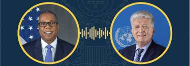 Brian Nichols, subsecretario de Estado de Estados Unidos se reunió con Miroslav Jenca, subsecretario general de la ONU para hablar sobre el proceso de transición presidencial en Guatemala. (Foto Prensa Libre: Tomada de @WHAAsstSecty)
