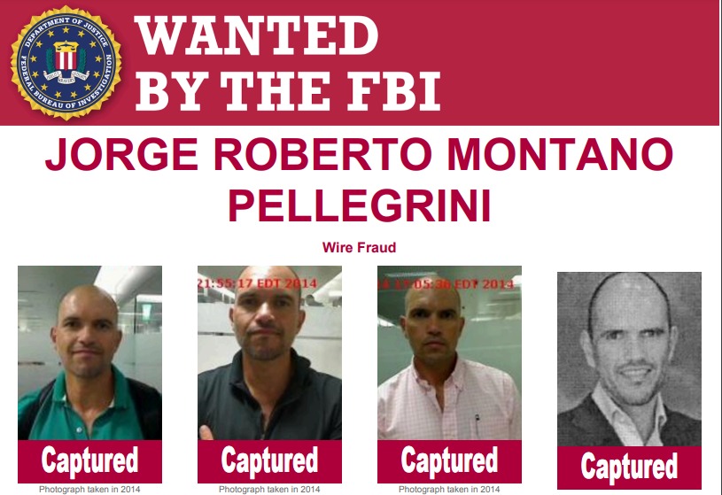Tras una persecución internacional agentes especiales del FBI en Boston arrestaron al fugitivo Jorge Roberto Montano Pellegrini, buscado por presunta malversación de aproximadamente 10 millones de dólares. Fue detenido en Miami. (Foto Prensa Libre: FBI).