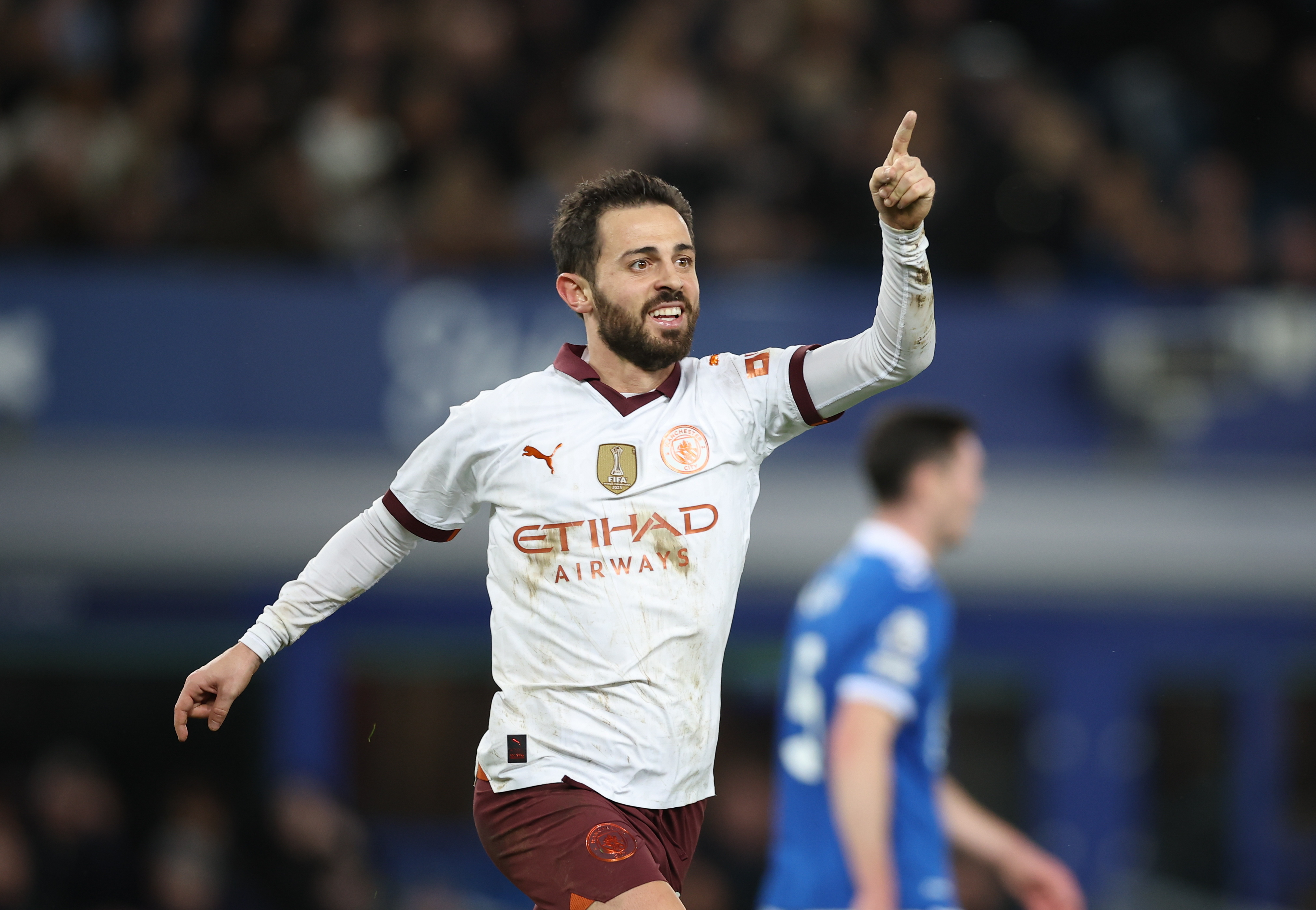 Bernardo Silva celebra un gol con el Manchester City. Foto Prensa Libre (EFE)