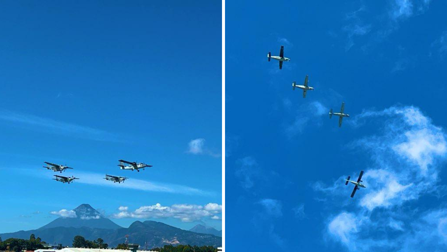 Varios aviones están sobrevolando la ciudad de Guatemala como parte del 102 aniversario de la Fuerza Aérea Guatemalteca.