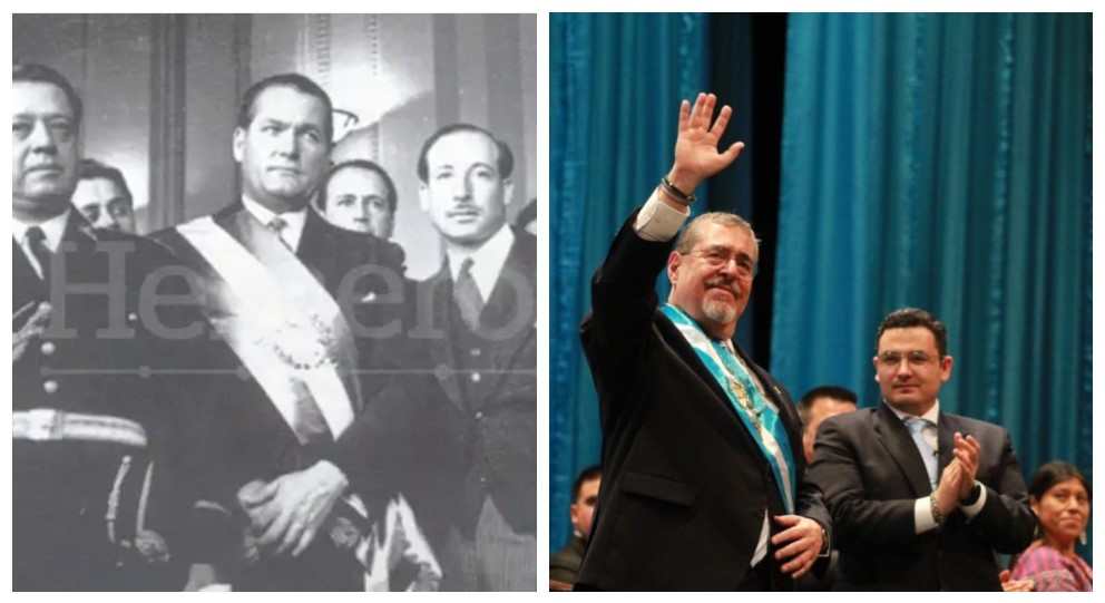 Al igual que Juan José Arévalo (izquierda) Bernardo Arévalo fue juramentado por uno de los presidentes del Congreso más jóvenes: Samuel Pérez  (derecha). (Foto: Hemeroteca PL y la Red Noticias)