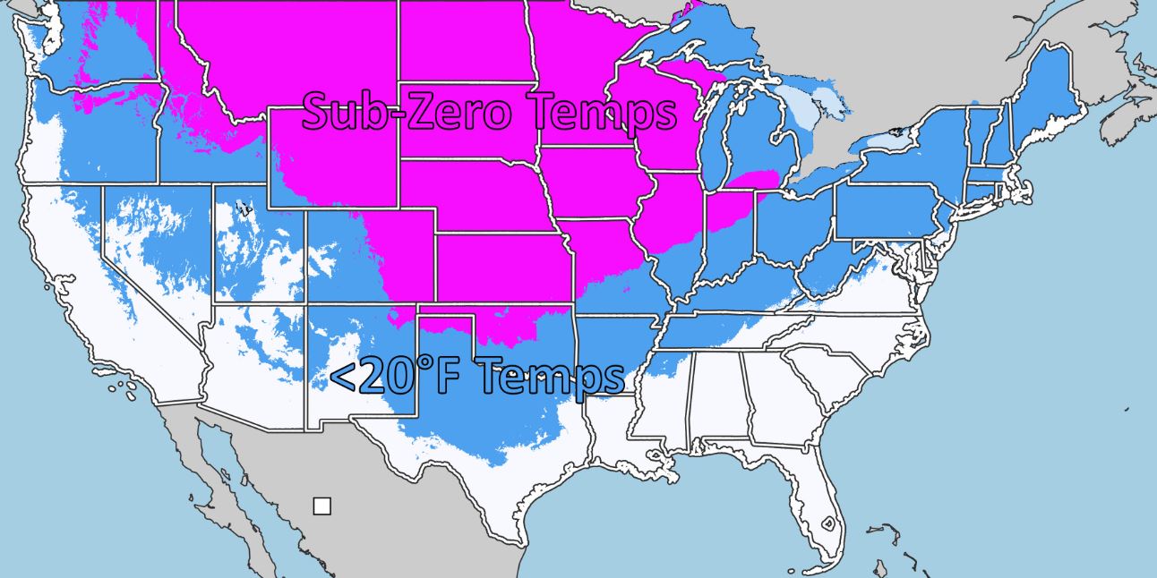 Mapa muestra cómo serán las temperaturas en Estados Unidos. (Foto Prensa Libre: Imagen tomada de @NWS) 