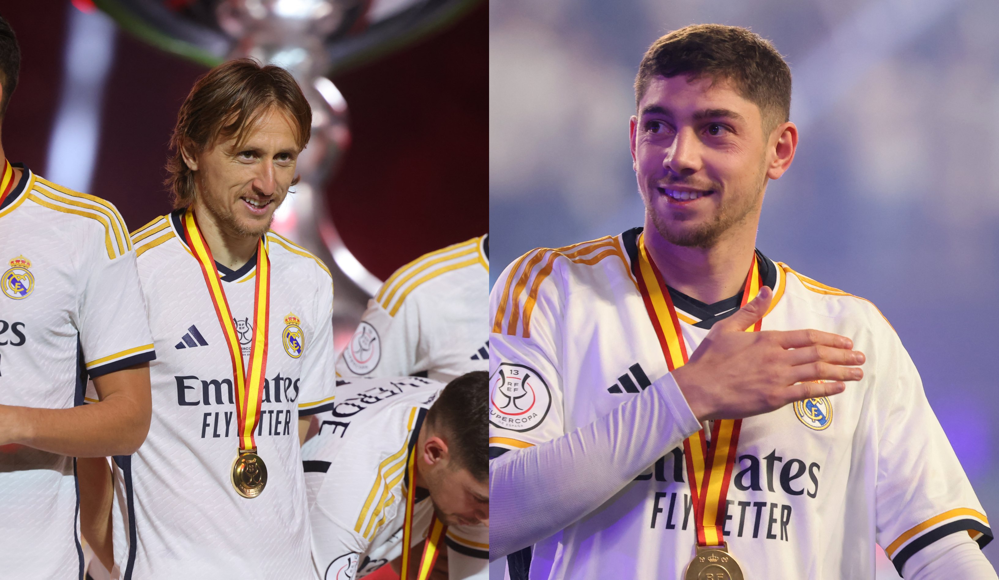 Modric y Valverde en la premiación de la Supercopa.