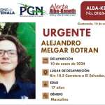 Alejandro Melgar Botrán, de 17 años, fue reportado como desaparecido el pasado 10 enero, cuando se activó una alerta Alba-Keneth. (Foto Prensa Libre: )