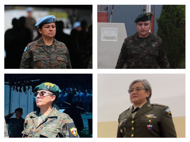 Cuatro mujeres fueron nombradas en puestos de jefatura dentro del Ejército de Guatemala y por primera vez, una de ellas asumió una comandancia. (Fotos Prensa Libre: Óscar Vásquez y Ejército de Guatemala)