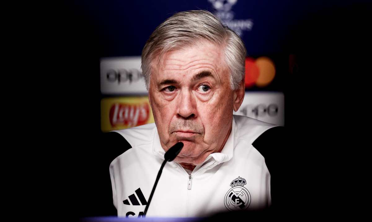 El entrenador del Real Madrid Carlo Ancelotti, durante una rueda de prensa con el Real Madrid.