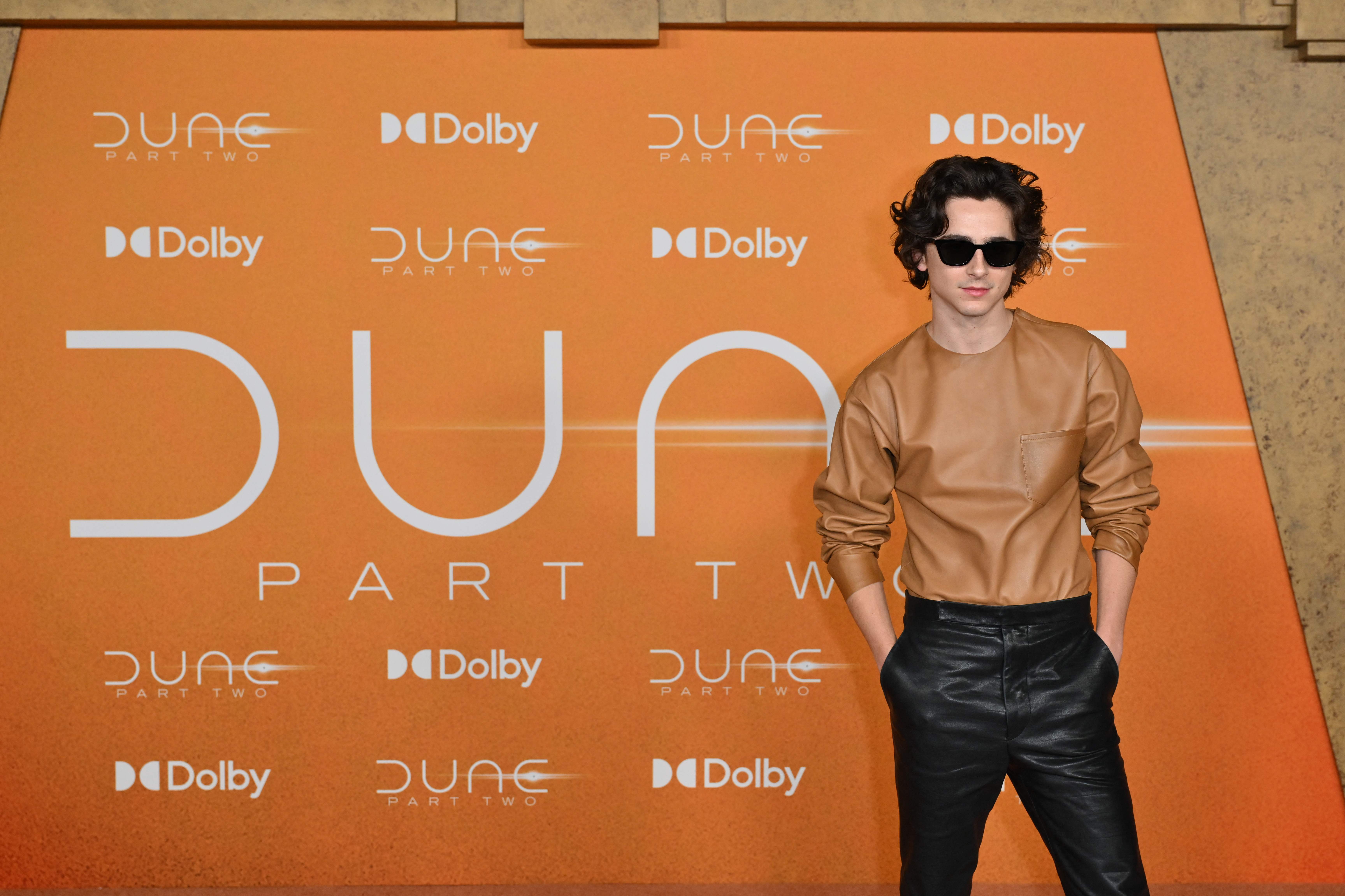 US-French actor Timothee Chalamet arrives for the premiere of Dune: Part Two at Josie Robertson Plaza at the Lincoln Center on February 25, 2024, in New York City. (Photo by ANGELA WEISS / AFP)