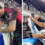 El defensa del DC United, Aaron Herrera, firmando autógrafos para aficionados guatemaltecos en el Audi Field de Washignton. (Foto Prensa Libre: DCUnited/Facebook)