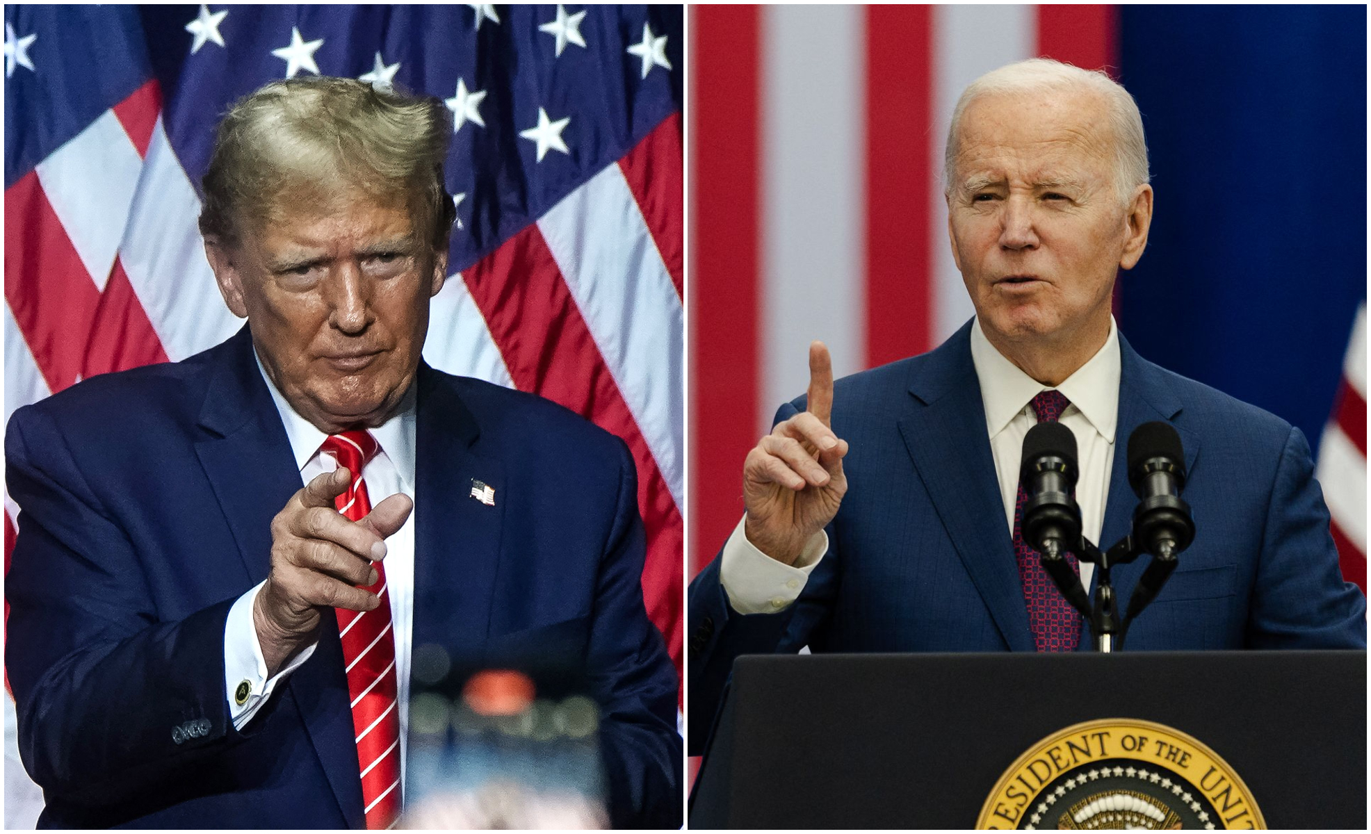 Donald Trump y Joe Biden son los representantes de los partidos Republicano y Demócrata para las elecciones presidenciales en EE. UU. este 2024. (Foto Prensa Libre: Elijah Nouvelage / AFP / GETTY IMAGES NORTH AMERICA / Getty Images via AFP)