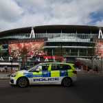 Hay presencia policial mayor a la normal en los estadios que albergarán partidos de la Champions League.