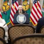 US Treasury Secretary Janet Yellen speaks during a press conference amid the IMF-World Bank Group spring meetings, at the Treasury Department in Washington, DC on April 16, 2024. (Photo by SAUL LOEB / AFP)