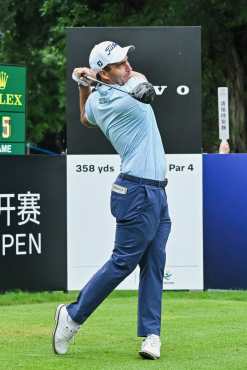 Italy's Edoardo Molinari plays a shot during the first round of China Open Golf tournament in Shenzhen, Guangdong province on May 2, 2024. (Photo by AFP) / China OUT