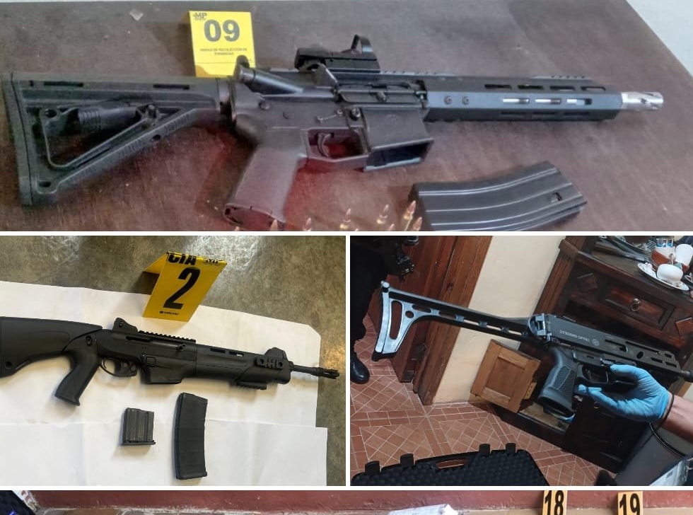 Armas halladas en cateos en Huehuetenango