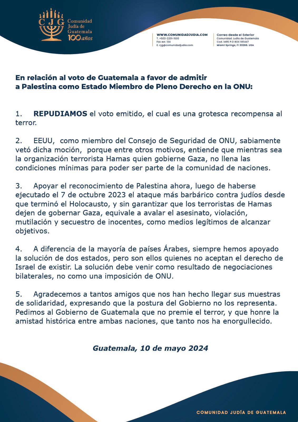 Comunidad judía de Guatemala se pronuncia por voto a favor de integrar ...