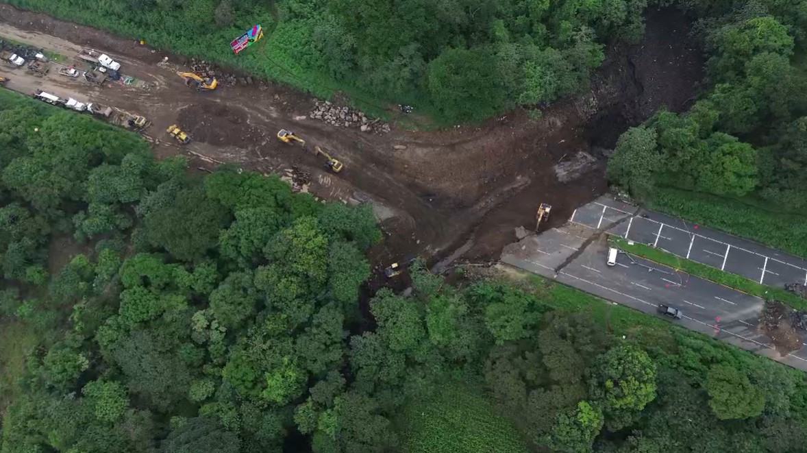 Lluvias dificultan reparaciones en autopista Palín – Escuintla y paso sigue bloqueado