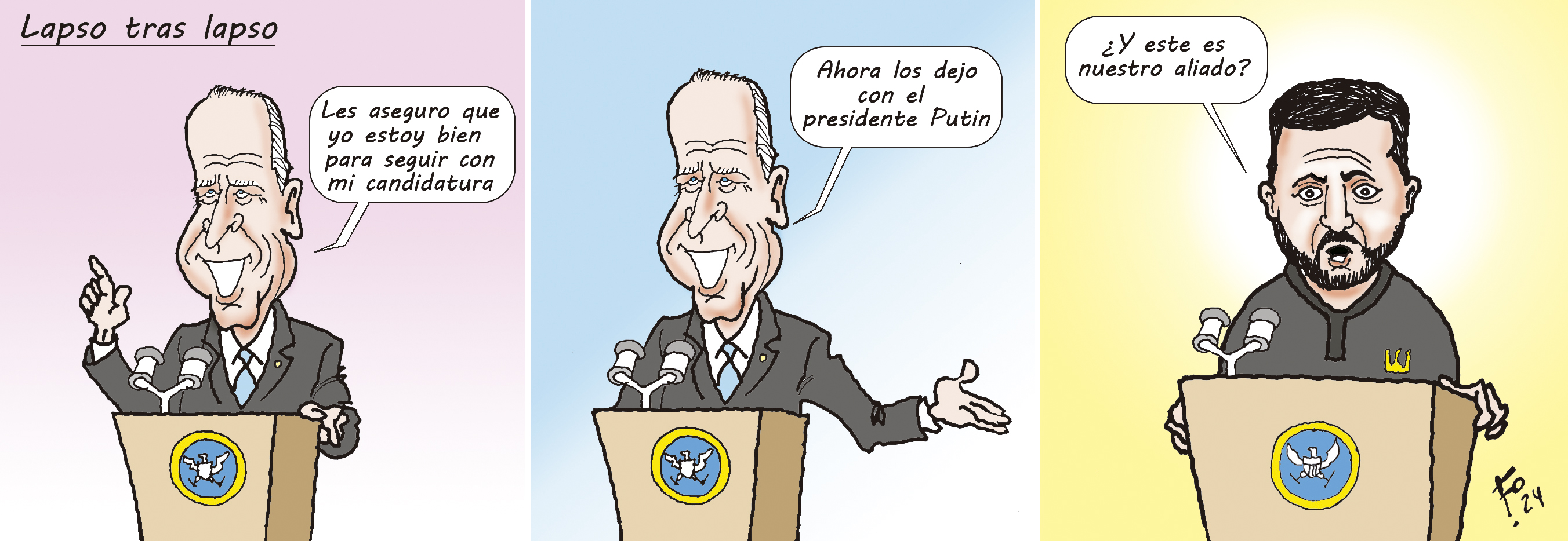 Personajes: Joe Biden y Volodímir Zelenski.