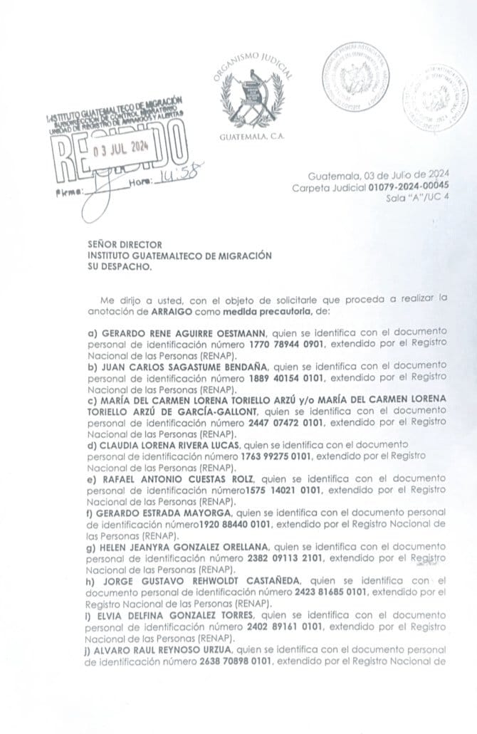 Juez emite orden de arraigo contra integrantes del COG