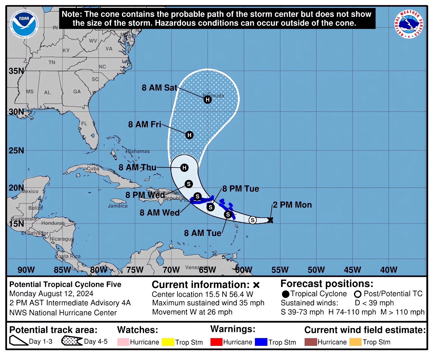 Inicio de tormenta tropical Ernesto amenaza a Puerto Rico e Islas Vírgenes con vientos y lluvias