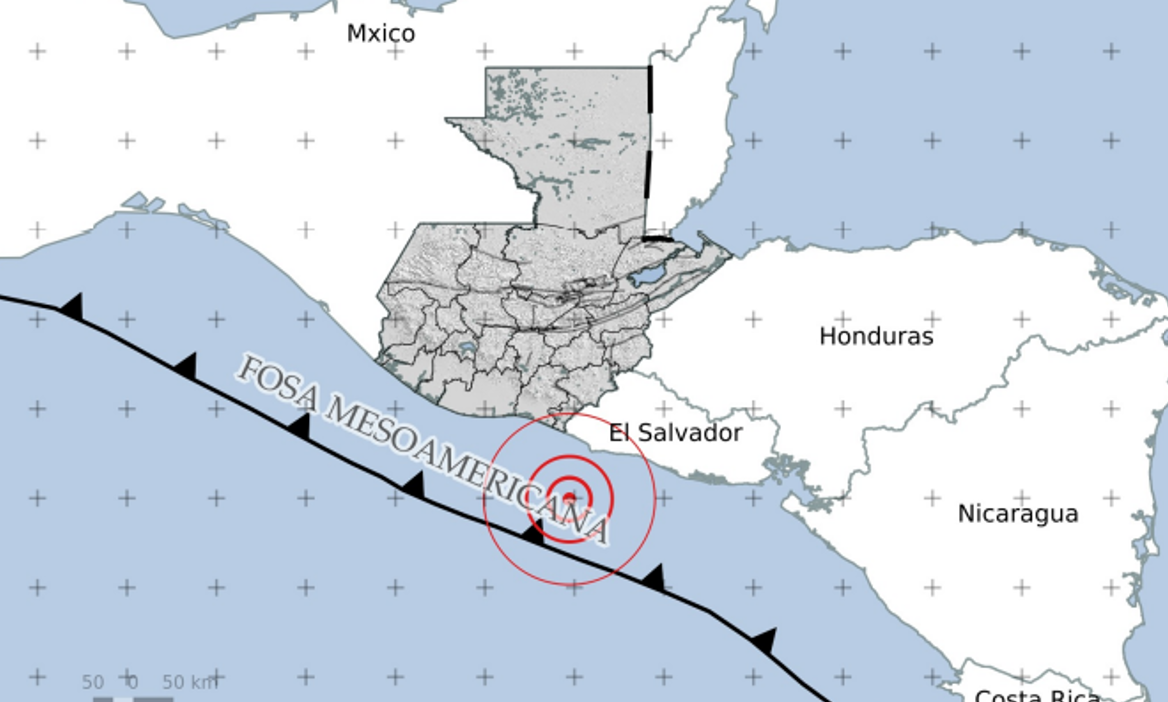 Insivumeh registra temblor de magnitud 5.4 con epicentro en el océano Pacífico