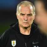 Uruguay's Argentine coach Marcelo Bielsa gestures during the 2026 FIFA World Cup South American qualifiers football match between Uruguay and Ecuador at the Centenario stadium in Montevideo on October 15, 2024. (Photo by DANTE FERNANDEZ / AFP)