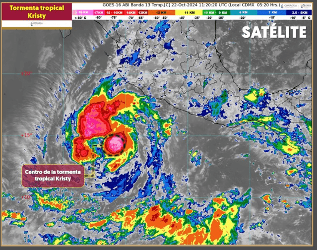La tormenta tropical Kristy causará lluvia muy fuerte en varios puntos de México. (Foto Prensa Libre: Conagua)