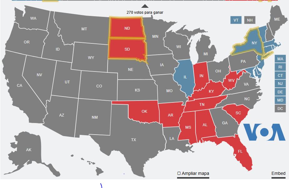 ¿Cómo van las votaciones en los Estados Unidos? Consulte el avance en el mapa electoral