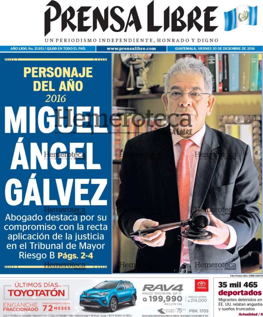 Personaje del Año de Prensa Libre en el 2016