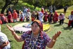 Mayan Indigenous people welcome the Great Mayan Solar New Year 5153 during a ceremony at the Kaminal Juyu Archaeological Center in Guatemala City on February 18, 2025. (Photo by JOHAN ORDONEZ / AFP)