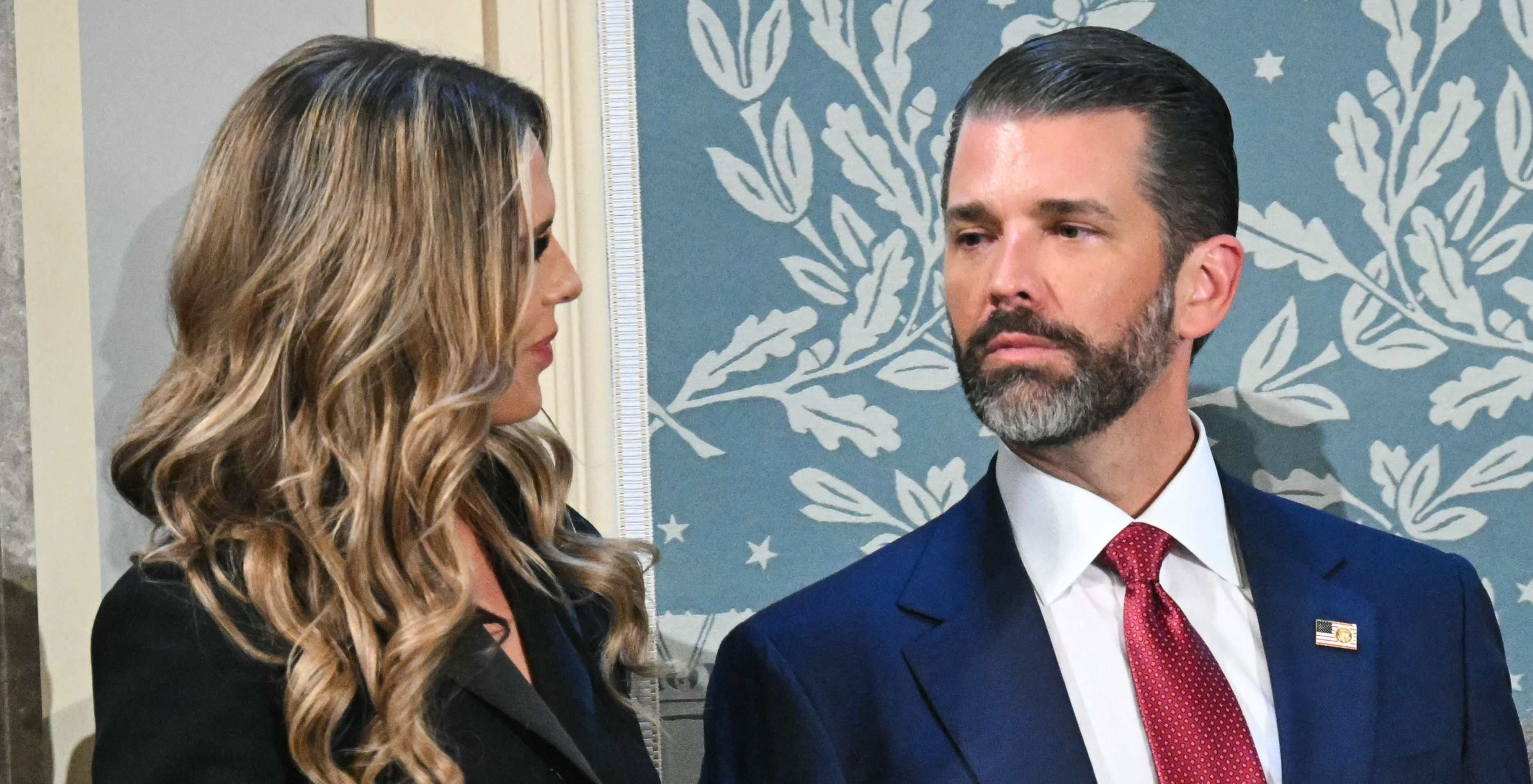 Donald Trump Jr. (r) Arrives with Bettina Anderson Ahead of Us President Donald Trump's Address To a Joint Session of Congress in the House Chamber of The Us Capitol In Washington, DC, On March 4, 2025. (Photo by Saul Loeb / AFP)