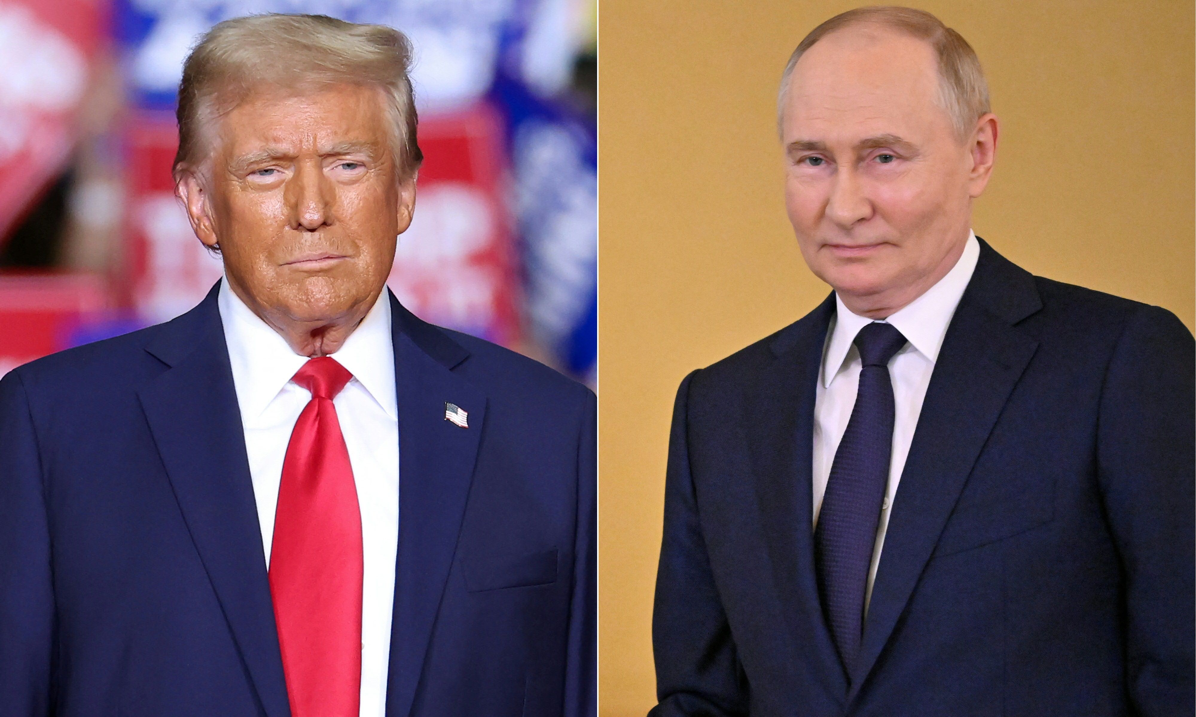Donald Trump y Vladimir Putin (Foto Prensa Libre: CHARLY TRIBALLEAU and Alexander NEMENOV / AFP)