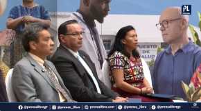 Funcionarios del gobierno de Guatemala ofrecen una conferencia de prensa de prensa este miércoles 26 de marzo. Participan la ministra de Trabajo, Miriam Roquel; el viceministro de Economía, Héctor Marroquín; el viceministro de Recursos Naturales y Cambio Climático, Edwin Castellanos; y el secretario de Comunicación, Santiago Palomo.