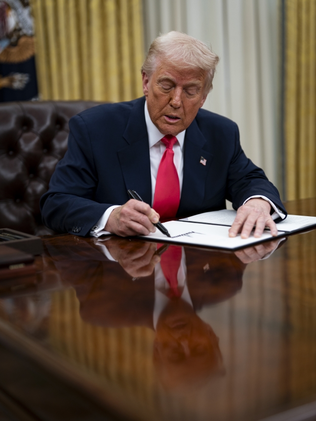 US President Trump signs executive orders at White House