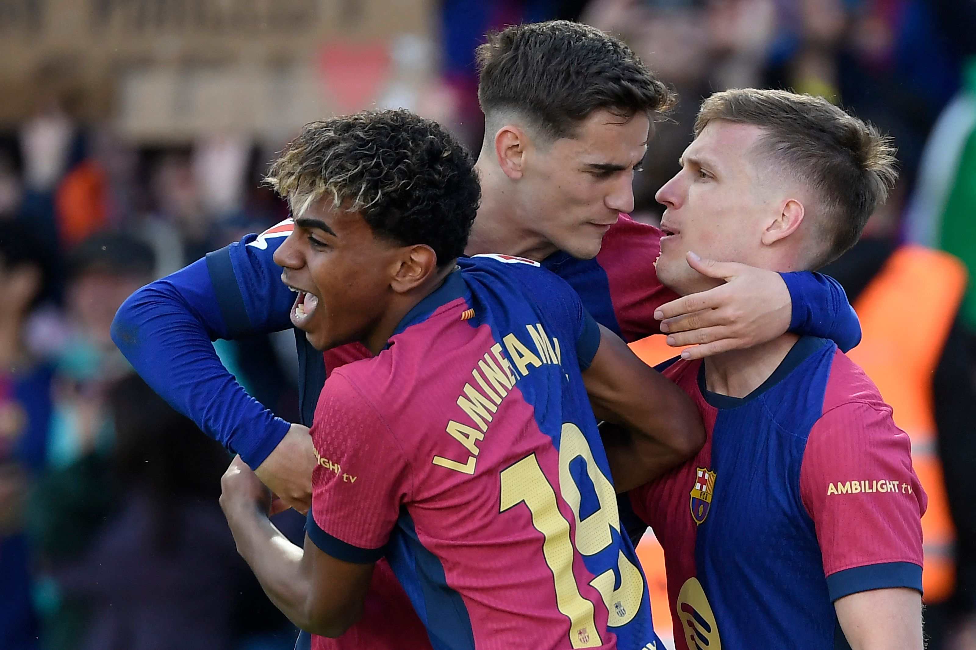 Lamine Yamal celebrates one of Barcelona's annotations against Celta de Vigo.