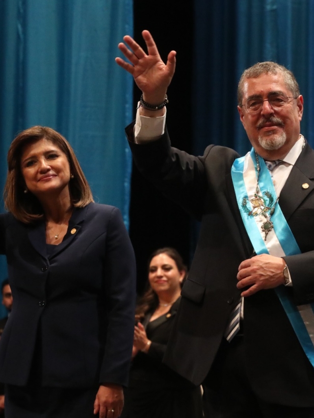 Vicepresidenta Karin Herrera y presidnete Bernardo Arévalo