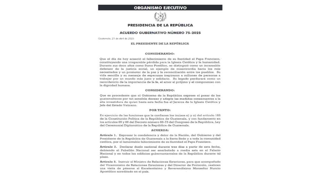 duelo nacional Guatemala papa Francisco