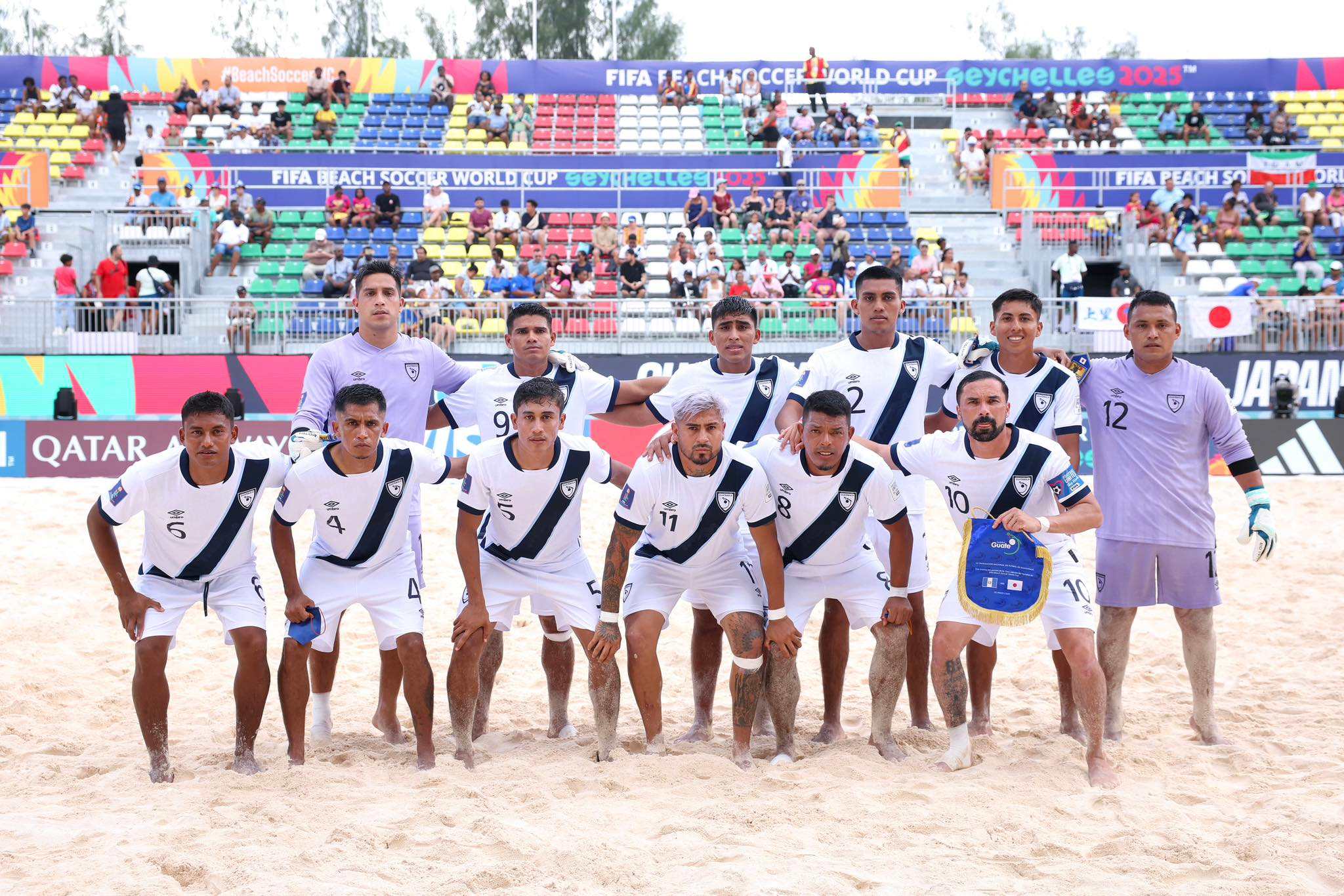 Guatemala team players pose at the 2025 World Cup in Seychelles.