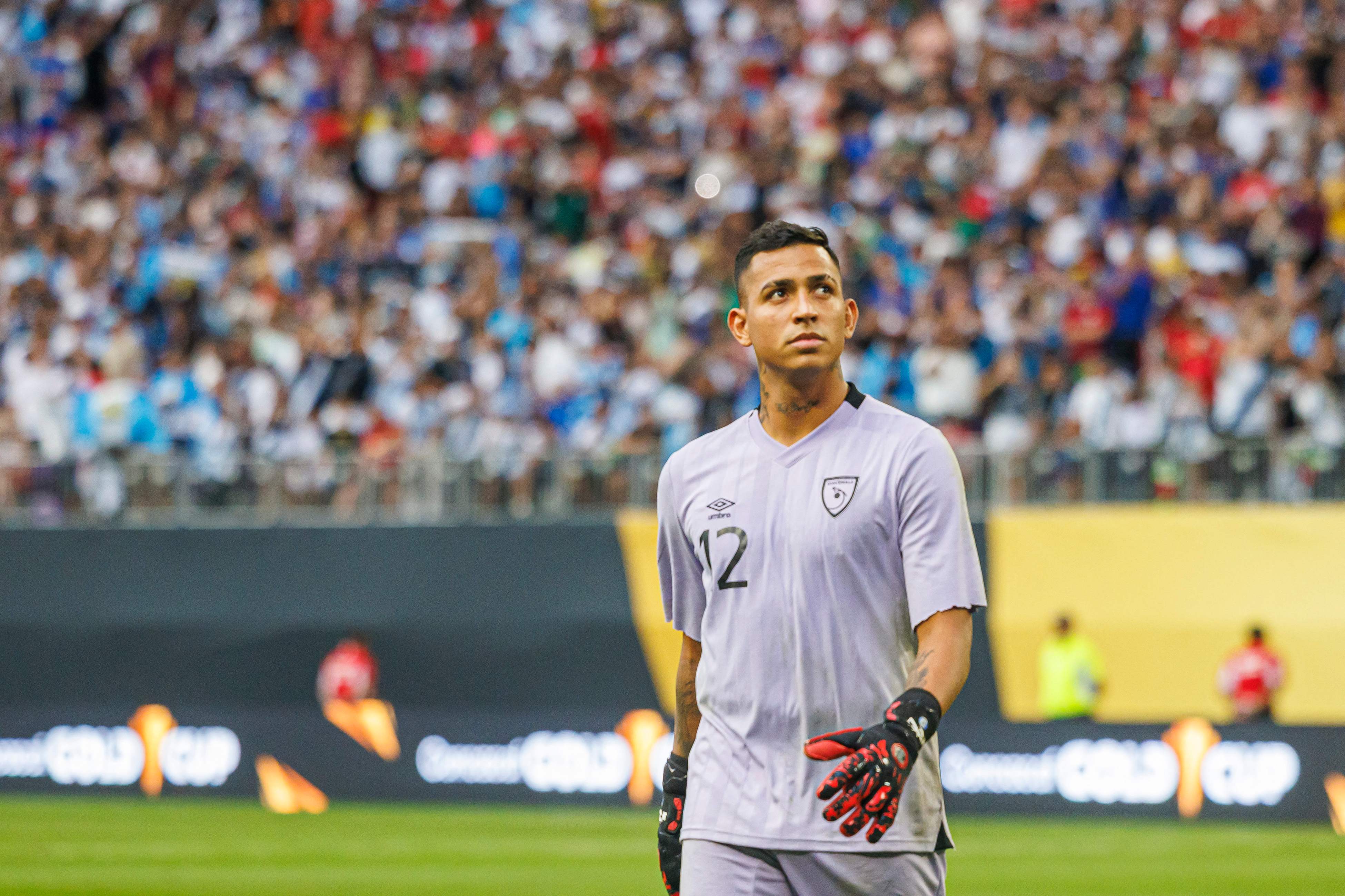 Guatemala's goalkeeper #12 Kenderson Navarro is seen during the penalty shootout against Canada during the CONCACAF Gold Cup quarterfinal match against Canada in a penalty shootout at US Bank Stadium in Minneapolis, Minnesota on June 29, 2025. (Photo by Kerem YUCEL / AFP)