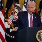 El presidente Donald Trump, durante una conferencia en la Casa Blanca. (Foto Prensa Libre: EFE)
