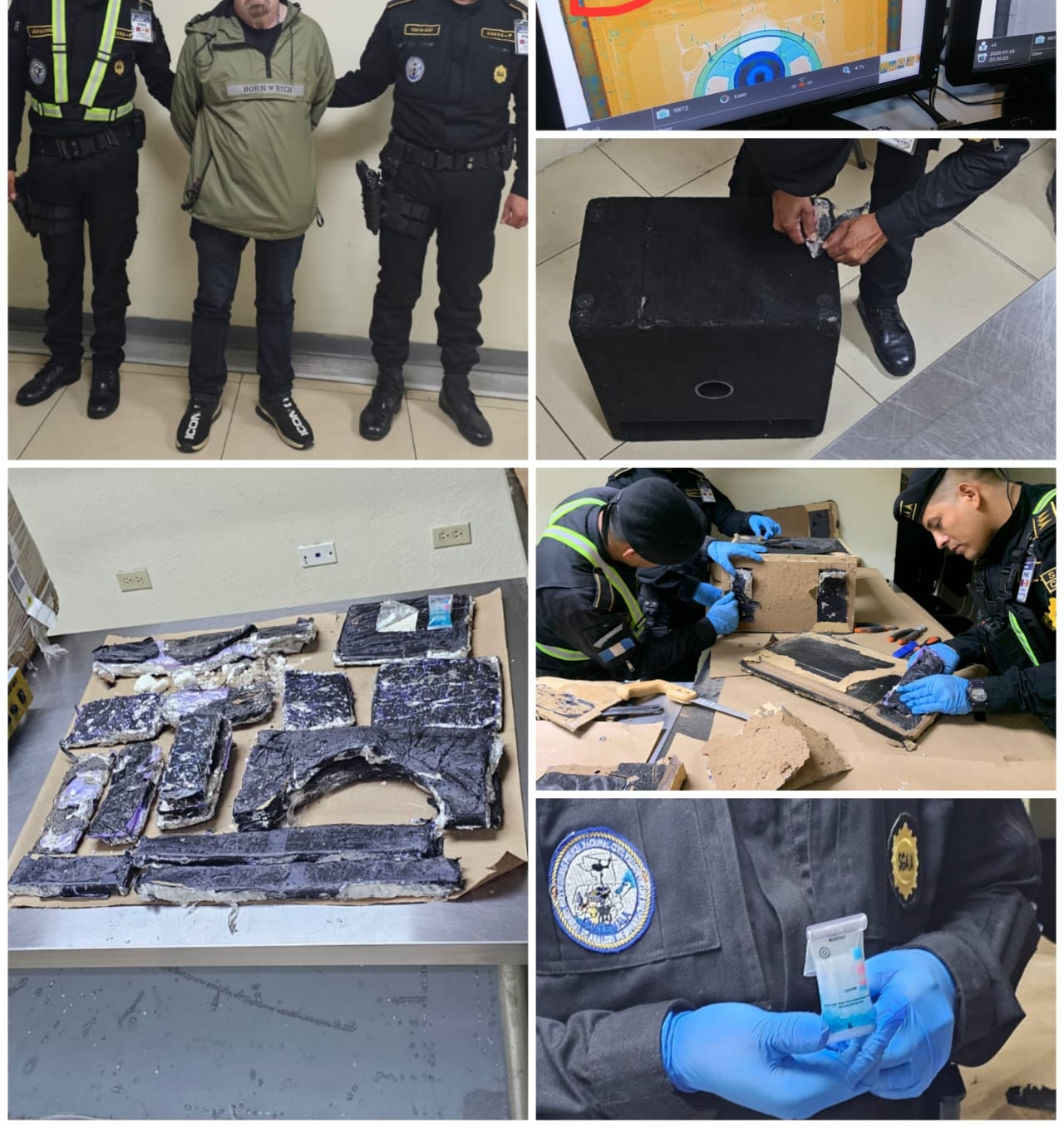 Localizan cocaína en el Aeropuerto Internacional La Aurora. (Foto Prensa Libre: PNC)