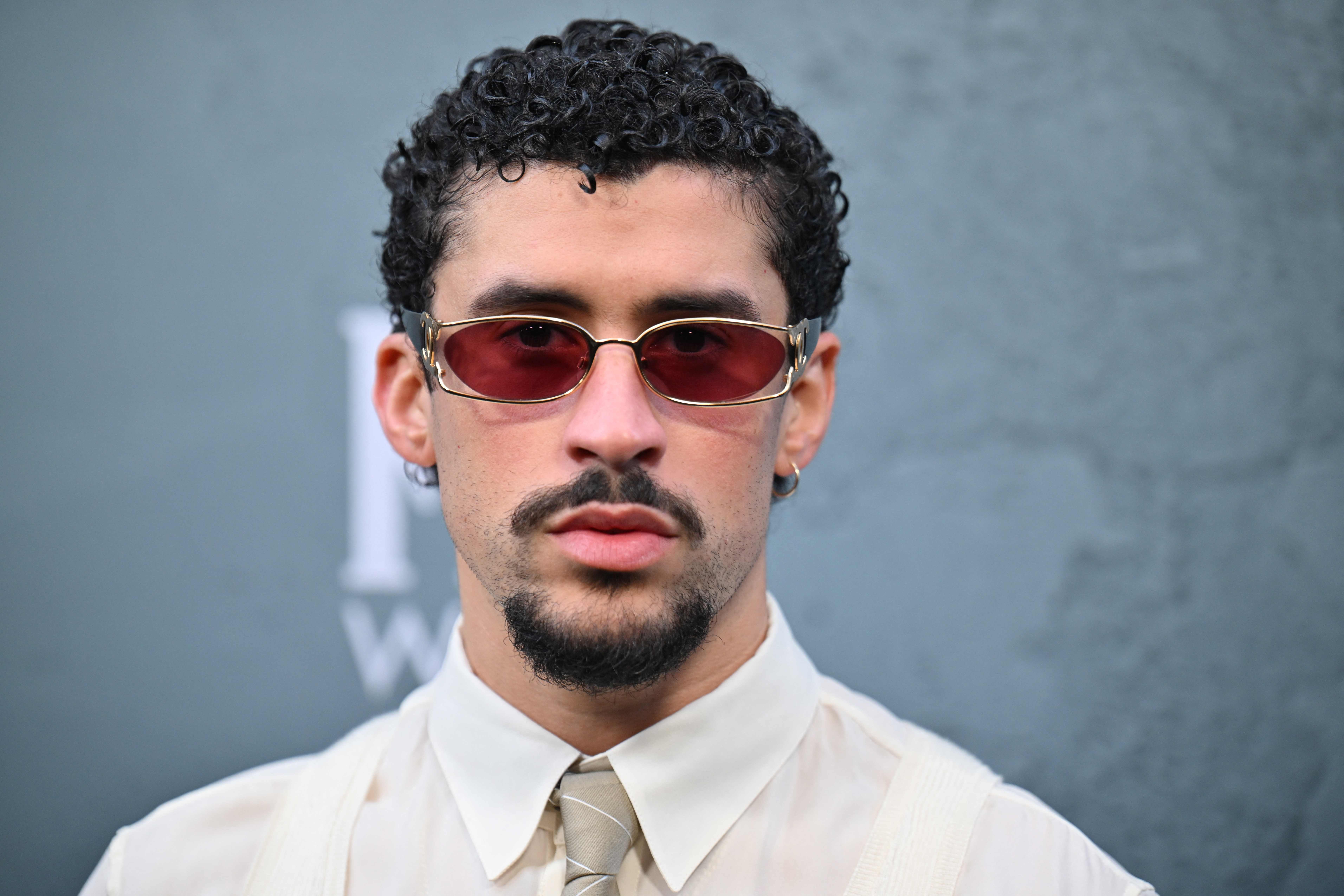 Puerto Rican singer Bad Bunny attends the premiere of "Caught Stealing" at the Regal Union Square in New York on August 26, 2025. (Photo by ANGELA WEISS / AFP)