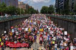 WASHINGTON, DC - SEPTEMBER 6: Demonstrators march from Meridian Hill Park to Freedom Plaza during the "We Are All DC: A National March" on September 6, 2025 in Washington, DC. Earlier this week, D.C. Attorney General Brian Schwalb sued the Trump administration over the deployment of National Guard to the city.   Eric Lee/Getty Images/AFP (Photo by Eric Lee / GETTY IMAGES NORTH AMERICA / Getty Images via AFP)