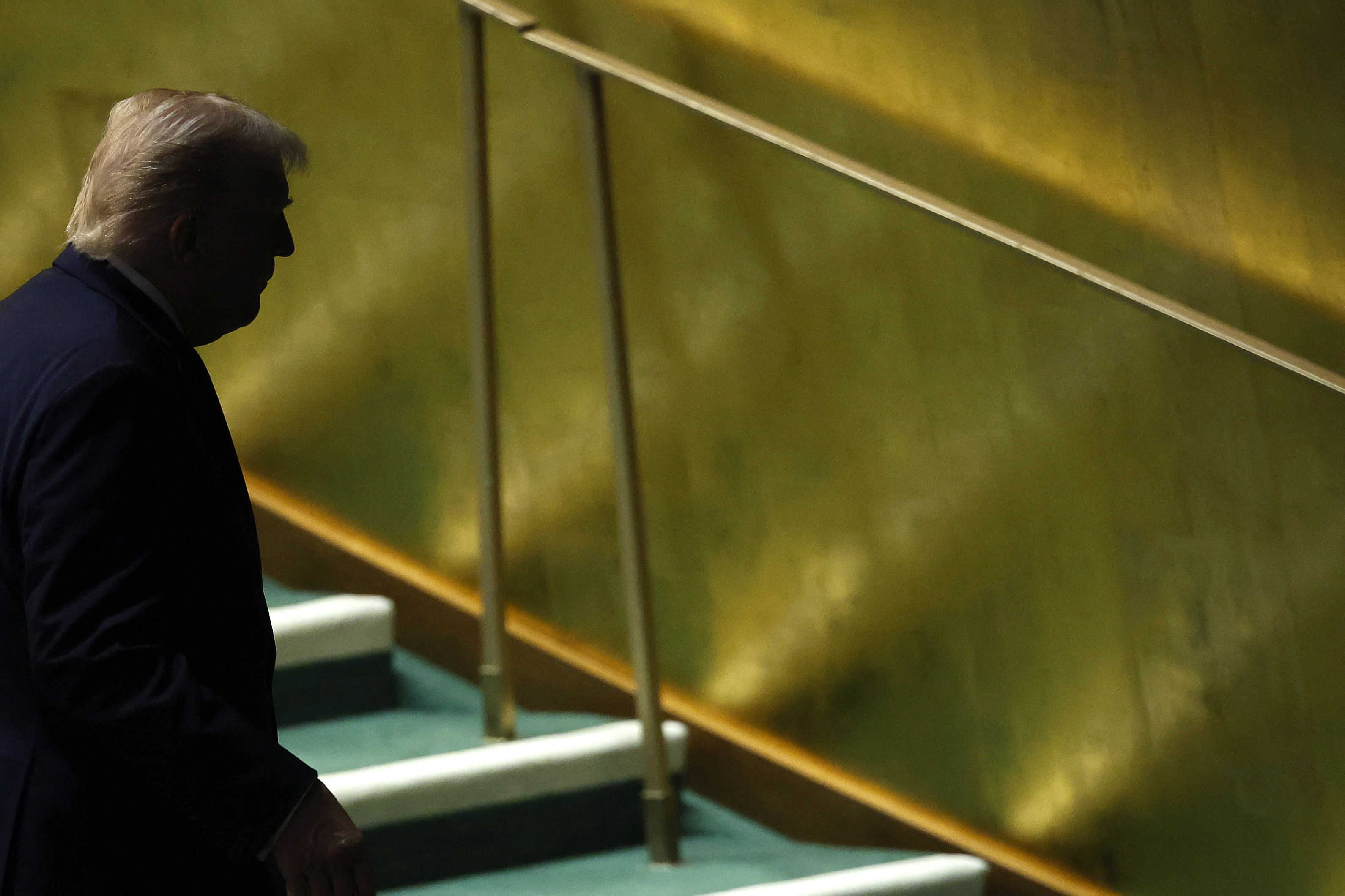 NEW YORK, NEW YORK - SEPTEMBER 23: U.S. President Donald Trump departs after speaking during the 80th session of the United Nations General Assembly (UNGA) at the UN headquarters on September 23, 2025 in New York City. World leaders convened for the 80th Session of UNGA, with this years theme for the annual global meeting being Better together: 80 years and more for peace, development and human rights.   Chip Somodevilla/Getty Images/AFP (Photo by CHIP SOMODEVILLA / GETTY IMAGES NORTH AMERICA / Getty Images via AFP)