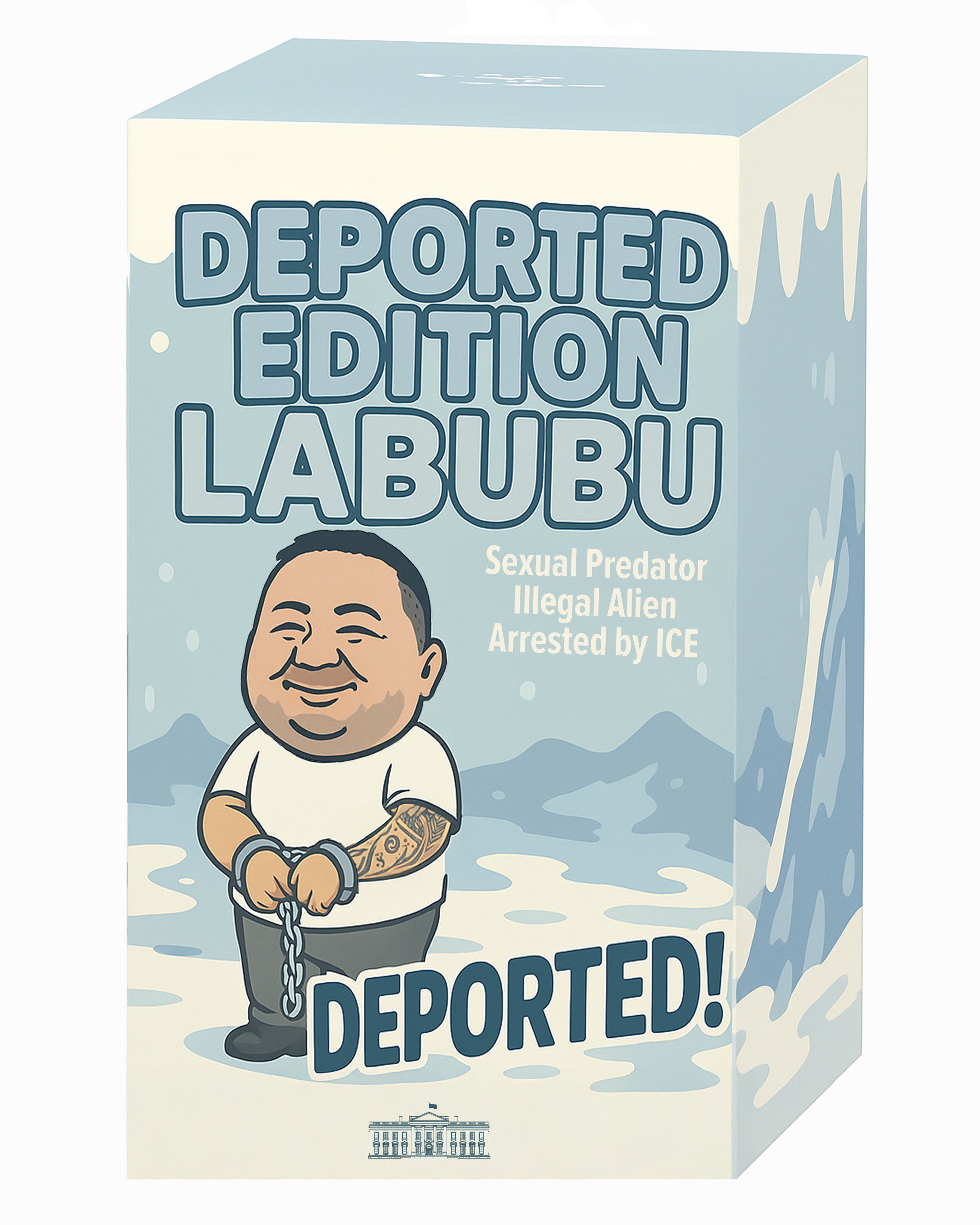 La Casa Blanca difundió en sus redes sociales una ilustración de Labubu titulada “Deported Edition”, inspirada en un migrante guatemalteco detenido por ICE en Nueva Orleans. (Foto Prensa Libre: Casa Blanca)