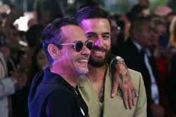 US singer Marc Anthony (L) and Colombian singer Maluma (R) attend the 22nd Premios Juventud music awards ceremony at the Figali Convention Centre in Panama City, on September 25, 2025. (Photo by Martin BERNETTI / AFP)
