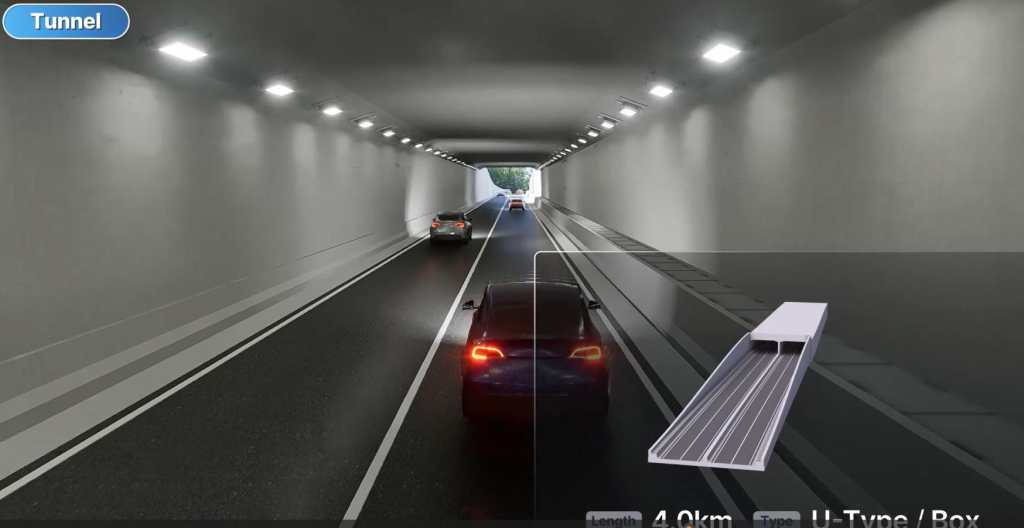 : Captura de la simulación del túnel proyectado bajo el aeropuerto La Aurora en Ciudad de Guatemala.