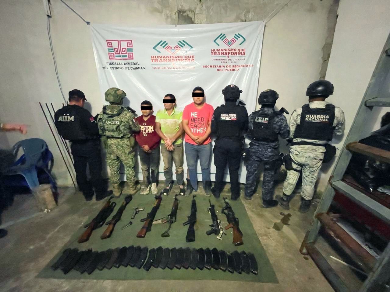 Fiscalía de Chiapas confirma captura de cuatro guatemaltecos que dijeron ser del cartel de Sinaloa