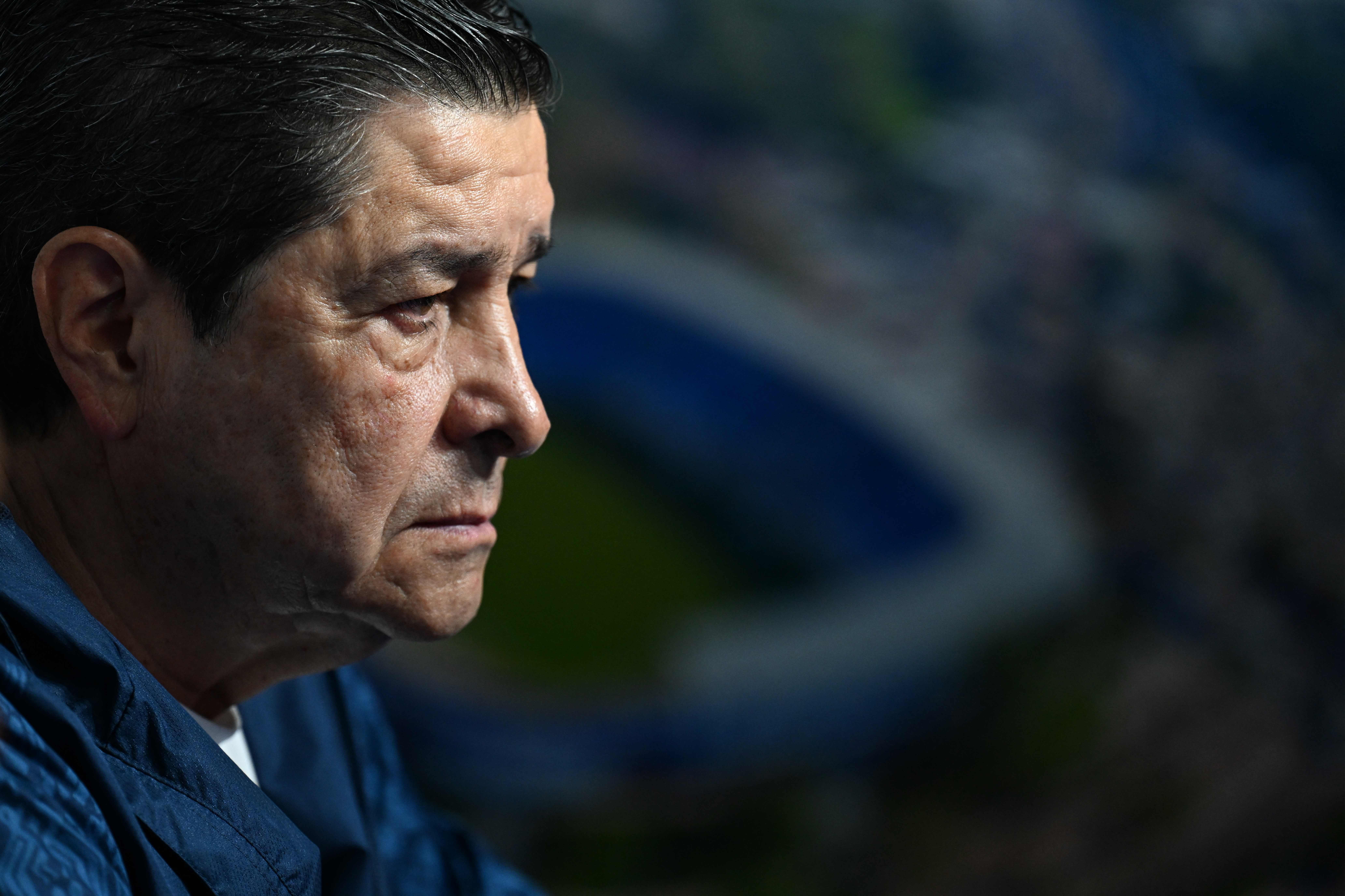 Guatemala's Mexican coach Luis Fernando Tena gives a press conference at Cuscatlan Stadium in San Salvador on October 13, 2025, ahead of their FIFA World Cup 2026 qualifier against El Salvador.  (Photo by Marvin RECINOS / AFP)