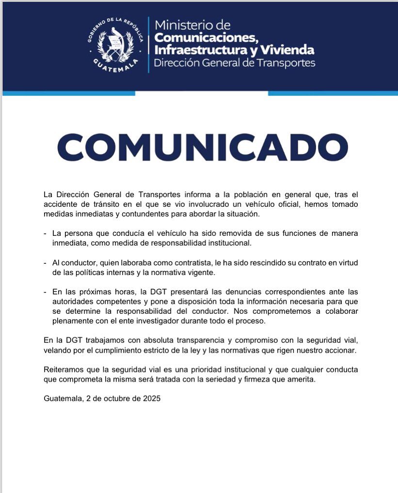 Despiden a conductor de vehículo oficial 